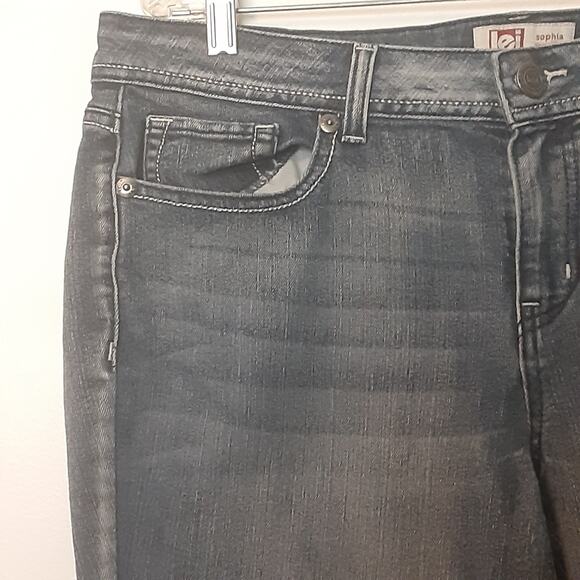 LEI Jeans Juniors 17S Blue Sophia Hipster Flare Stretch Flap Pockets Whiskers - Picture 2 of 10